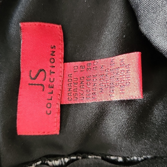 Size 10 J S Collections black and white sheer fabric dress with padded bra. - Picture 6 of 6